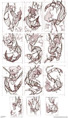 some sketches from the animated character sheet for disney's animation film, tangled up