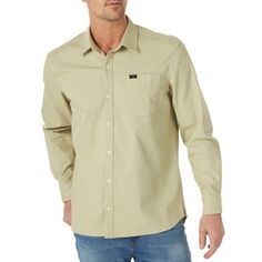 Lee Men's Long Sleeve All-Purpose Shirt - Calvary Twill The Lee Men's Long Sleeve All-Purpose Shirt is a button-down shirt with a single spade pocket. Wear it with your favorite pair of jeans for a versatile look that you can wear at home or out and about.. Color: Beige.  Gender: male.  Age Group: adult. Men Casual, Out And About, Walmart Shopping, Online Retail, Casual Button Down Shirts, Mens Long Sleeve, Age Group, Button Down Shirt, At Home