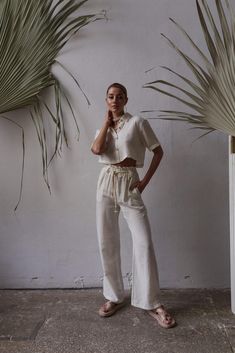 Upgrade your summer wardrobe with our organic cotton two-piece set. Made with sustainability in mind, this set offers both comfort and style. Pair it with our linen short sleeve shirt for a breezy and effortless look. Explore our collection of linen women's sets, perfect for embracing the boho style. Whether you're going on a summer holiday or simply enjoying the warm weather, our linen clothing line has you covered. Stay chic and comfortable with our summer holiday clothes designed for women wh Casual Linen Summer Set, Casual Linen Beach Set, Casual Linen Beachwear Set, Casual Linen Sets For Summer, Casual Linen Sets For Vacation, Cotton Summer Sets With Relaxed Fit, Summer Cotton Sets With Relaxed Fit, Relaxed Fit Cotton Summer Sets, Summer Linen Loungewear Set