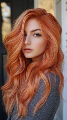 Peachy Hair Color, Brown Strands, Peach Hair Colors, Fun Buns, Peach Hair, Natural Redhead, Dyed Hair Inspiration, Mocha Latte, Copper Hair Color