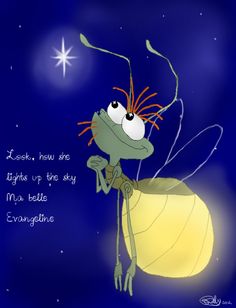 a cartoon insect with stars in the background and a quote written on it that says,