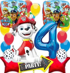 the paw patrol 4th birthday balloon bouquet