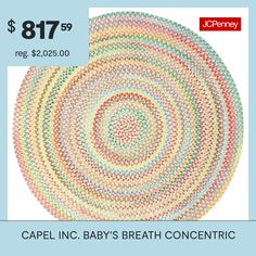 a circular rug with the words capel inc baby's breath concert on it