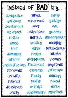 a poster with words that say instead of bad and ugly, including the words in different languages