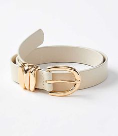 An artfully molded finish lends textural appeal to this rich leather belt. Adjustable buckle closure. 1" wide.,Imported:Imported,Fabrication:100% Leather Loft Molded Buckle Leather Belt Size XL Ivory Women's by Loft Size Regular - XL Ivory Women's Belts, Belts, 100%, Leather Sleek Chic, Promo Gifts, Women's Belts, Belt Women, Cold Weather Accessories, Hair Accessories Jewelry, Small Accessories, Belt Size, Belts For Women