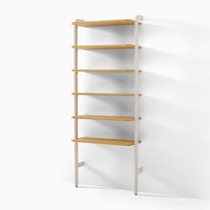 a book shelf with three shelves on each side