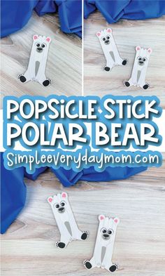 popsicle stick polar bear craft with the text popsicle stick polar bear on it