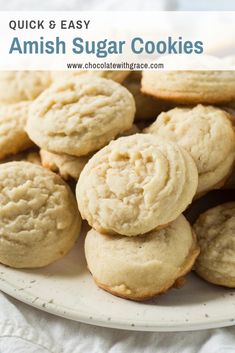 lemon cookies on a plate with the words lemon cookies in front of it and below