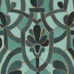 an art deco tile pattern in blue and green