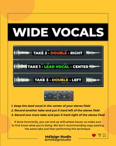 an advertisement for a recording studio with the words wide vocals