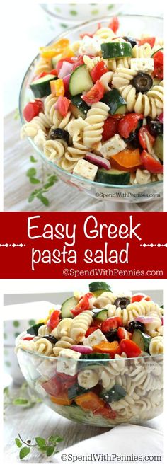 easy greek pasta salad recipe with fresh vegetables