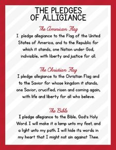 the pledges of allegiance in red and white