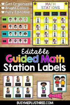 the editable guided math station labels for students to use on their school desks