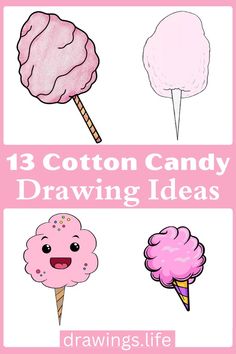 the 13 cotton candy drawing ideas for kids to use in their art projects and crafts