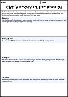 Cognitive Behavioral Therapy Worksheets Cognitive Behavior Therapy Worksheets, Cbt Exercises, Therapy Sheets, Cognitive Distortions Worksheet, Family Therapy Activities, Healing Prompts, Cognitive Behavior Therapy, Thinking Patterns, Cbt Worksheets