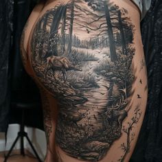 Butt Tattoo Ink Master Tattoo Files Landscape Tattoo Sleeve, Outdoor Tattoos, Alluring Tattoo, Cherokee Tattoos, Outdoor Tattoo, Ink Master Tattoos, Master Tattoo, Hunting Tattoos, Eminem Quotes