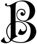 the letter b is made up of swirly black letters, and has an elegant design