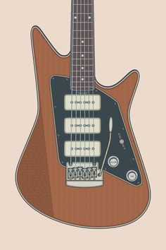 an electric guitar is shown in this drawing, it appears to be made from wood