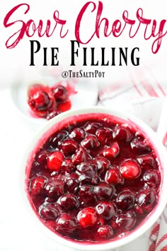 sour cherry pie filling in a white bowl