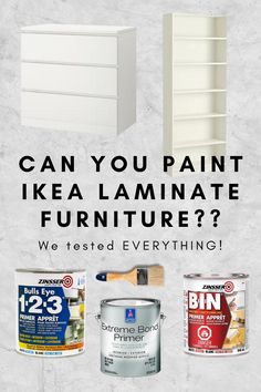 an advertisement for furniture with the words can you paint ikea laminate? we tested everything