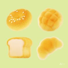 an image of bread and buns on a green background