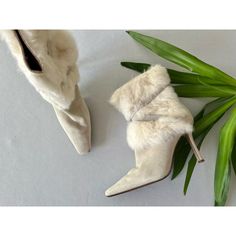 "Edgy pair of suede and fur boots by Nine West. Feature a 3.5\" heel. Rear zip up closure. They can be worn as an elegant statemt piece or can be a playful addition to an already funky outfit.  Size 8.5\"  Nice condition. never been worn new with original box. Small spot on tip of shoe please see photo." Heels With Fur, Boots With Fur, Satin Quilt, Fisherman Sweater, Fur Boots, Heel Boots, High Heel Boots, Boot Shoes Women, Nine West