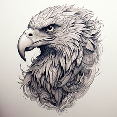 an eagle's head is shown in this artistic tattoo art print by artist mark taylor