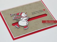 a christmas card with a snowman on it