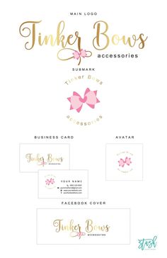 the logo and business cards for pink bows