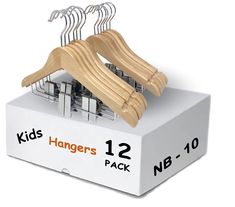 PRICES MAY VARY. Made from ½ inch durable natural wood with a clear finish, and metal pant clips delicately designed for Bid Kids, Teen’s daily pants, coats, jackets, sweaters, and closet organizations; Upgrade and modernize your child’s closet appearance, Improve efficiency of closet storage space; 360-degree Swivel and easy to access; otched Shoulders with the function of hanging skirts, dresses and storage accessories; Perfect gift for all gift situations and holiday seasons. Made from ½ inch Toddler Clothes Hangers, Kids Personalised Hangers, Hanging Skirts, Hangers For Pants, Childrens Coat Hangers, Nursery Closet Organization, Kids Hangers, Storage Accessories, Packing Kids