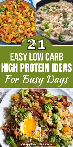 These easy low carb high protein recipes are best for meal prep and helps to lose weight. High Protein Ideas, Protein Ideas, Healthy High Protein Meals, High Protein Low Carb Recipes, Protein Meals