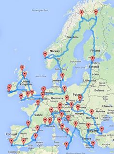 a map with pins on it showing locations in europe and the middle east, where there are