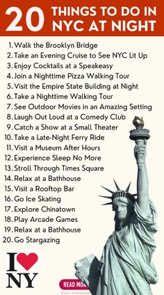 the 20 things to do in new york city, ny with text overlaying it