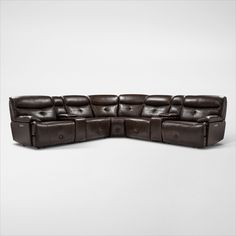 Westgate 7-Piece Dual-Power Sectional with 2 Consoles - Brown Power Sectional, American Signature Furniture, Value City Furniture, City Furniture, Reclining Sectional, Power Recliners, Home Living Room, Recliner, In Style