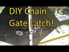 a chain link gate latch is attached to the side of a metal structure with words that read diy chain gate latch