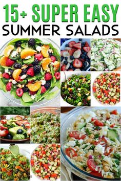 the ultimate summer salads recipe is shown with pictures of different salads and vegetables