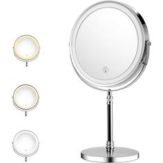 three different types of mirrors on a stand