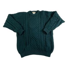 -Description- >LL Bean men's dark green cable knit sweater >crew neck pullover >100% pure wool >made in ireland  >heavy, warm sweater >perfect for winter! >condition: very good >color(s): dark green >fabric(s): 100% wool >brand: ll bean  >care: hand wash  -Measurements- >size: large ✩ all measurements are taken with the item laying flat & some sizes are estimates so please check measurements ✩ chest: 50" / 127cm length: 29" / 74cm shoulder to sleeve end: 23" / 58cm shoulders: 23" / 58cm ✩ model is 6'2'' & wears a size medium ✩ -social media- instagram: @voguevibesvintage  #37 VVV3832 Green Wool Sweater, Green Cable Knit Sweater, Mens Winter Sweaters, Dark Green Fabric, Ll Bean Men, Green Knit Sweater, Mens Sweaters, Vintage Ll Bean, Mens Sweater