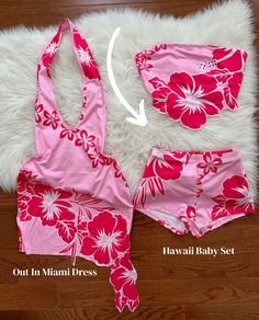 • polyester spandex blend • mini shorts plus matching bandeau top Fitted Summer Halter Top For Loungewear, Fitted Halter Top For Summer Loungewear, Hawian Theme Outfits, Summer Fitted Sets With Built-in Shorts, Hawaii Theme Outfit, Tropical Outfit Ideas, Hawaii Looks, Bestie Fits, Hawaii Clothes