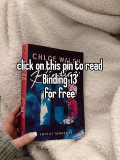 someone is holding up a book with the title click on this pin to read binding 13 for free