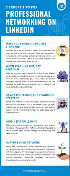 the flyer for an expert tips for professional networking on linkedin, which includes information about how