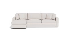 James beautifully marries modern design with a transitional feel. Its to-the-floor platform and hidden legs are sleek, while subtle crowns in the seat and arms keep it soft. In keeping with its linear design, James' wide arms and back frame are finished with structural piping for a balanced look on this chaise sectional. Top it all off with cozy side cushions, and you have yourself the modern, lounge-ready sofa of your dreams. Did You Know?  It has a flat 6" arm width perfect for resting your ph Custom Sectional Sofa, Build Your Own Sectional, Cat Proofing, Sofas For Small Spaces, Linear Design, Interior Define, Modern Lounge