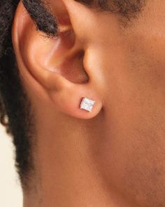 Embrace contemporary sophistication with our silver Square Stud Earrings for men. Meticulously crafted with diamond simulants, these earrings exude durability, style, and luxury. The sleek square design adds a modern touch, making them the perfect accessory to elevate any outfit, from casual to formal. Mens Stud Earrings, Square Diamond Earrings, Earrings Diamonds, Stud Earrings For Men, Square Stud Earrings, Studs Men, Earrings For Men, Solid Gold Chains, Square Earrings Studs