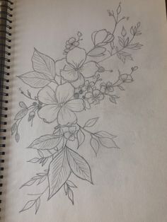 a drawing of flowers is shown on a piece of paper