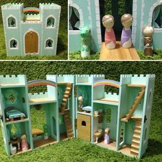 there is a doll house made out of cardboard