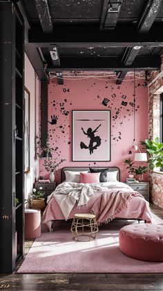 Pink and Black Bedrooms Black Glam Bedroom, Velvet Bedroom, Black Bedroom Decor, Inspired Bedroom, Glam Bedroom, Sleek Furniture