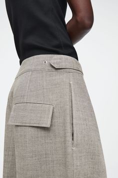 WOOL BARREL-LEG UTILITY TROUSERS - GREY MÉLANGE - COS Cos Fashion, Belted Cape, Utility Trousers, Trouser Pocket, Land Management, Denim T Shirt, Women Magazines, Wool Trousers, September 2024