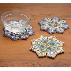 PRICES MAY VARY. Cork Our set of three colorfully printed trivets will protect your tables and counters when serving hot dishes. Each unique ceramic trivet is designed to replicate the stunning designs of Italian Majolica. Backed with cork for a protective cushion, each measures 73⁄4" in diameter. Makes a striking hostess gift. Set of three. Our set of three colorfully printed trivets will protect your tables and counters when serving hot dishes. Each unique ceramic trivet is designed to replica Ceramic Trivet, Wood Trivets, Hot Dish, Italian Majolica, Mexican Ceramics, Stoneware Dinnerware Sets, Home Decor Sets, Stoneware Dinnerware, Pretty Designs