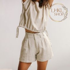 Linen Shorts, High Waisted Shorts, Wide Leg Shorts, Linen Bottom, Pajama Shorts, Summer Shorts, Women Shorts, Classic Shorts, Two Piece Set Introducing our latest set: a stylish combination of a short-sleeved top and shorts. This set is the epitome of comfort and fashion.  The top boasts a relaxed design, sleeveless for that breezy feel. It's a perfect blend of casual and chic. Paired with the top is a pair of high-waisted shorts. The shorts feature a wide-leg design for unrestricted movement. Summer Shorts Women, Summer To Do List, Shorts Linen, Classic Shorts, Wide Leg Shorts, Linen Bottoms, Shorts High Waisted, Casual Evening, Women Shorts