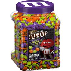 m & m's halloween candy mix in a jar